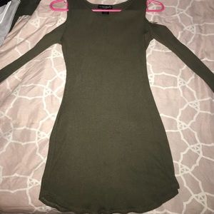 Olive green cut out sleeve bodycon